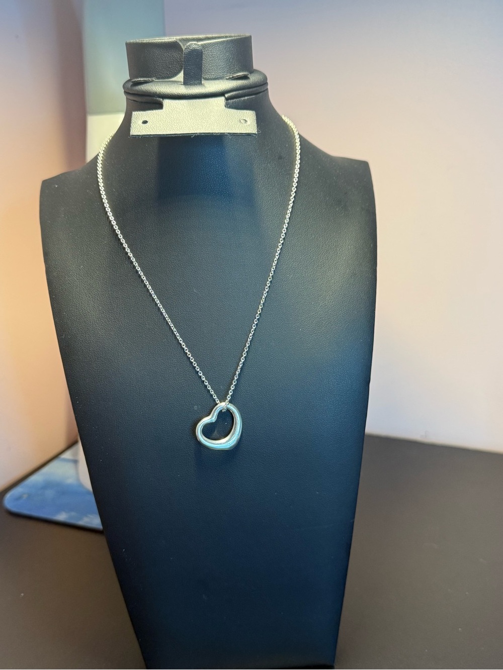Tiffany Silver Heart Pendant Elsa Peretti  Necklace 16 inch 925 Silver